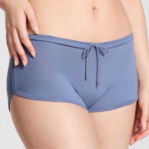 🔥PINK VICTORIA’S SECRET Cotton Dorm Bling Bralette & Boyshorts Dusty Iris LARGE - Picture 4 of 16